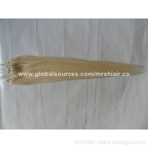18-inch European Blond Silk Straight Micro Loop Ring Hair Extensions